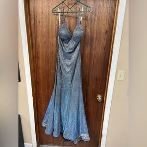 PROM DRESS. Blush Brand size 6 iridescent silver and navy dress
